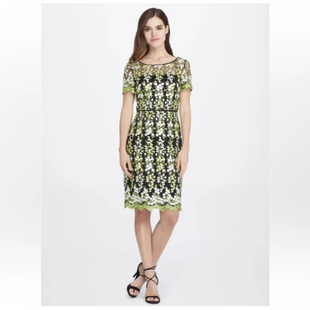 Tahari ASL Black and Gold Floral Dress - Picture 2 of 16